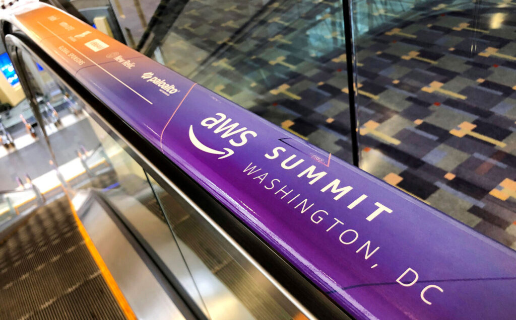 Escalator Handrail Sponsorship at AWS Summit 2022 – Washington, DC AdRail